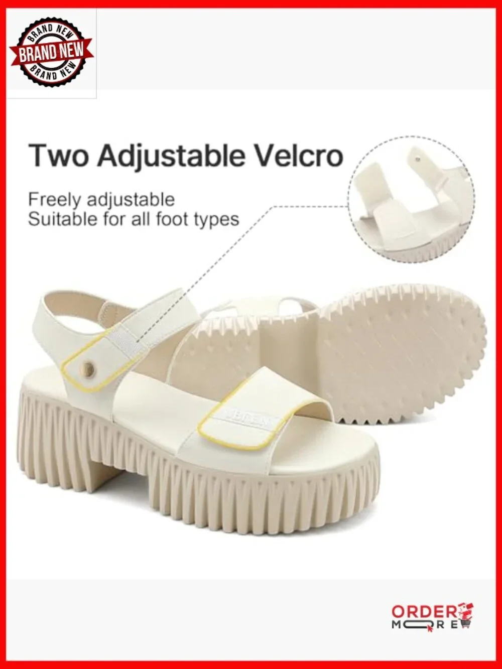 Women's Platform Sandals with Arch Support, Adjustable Straps, Lightweight